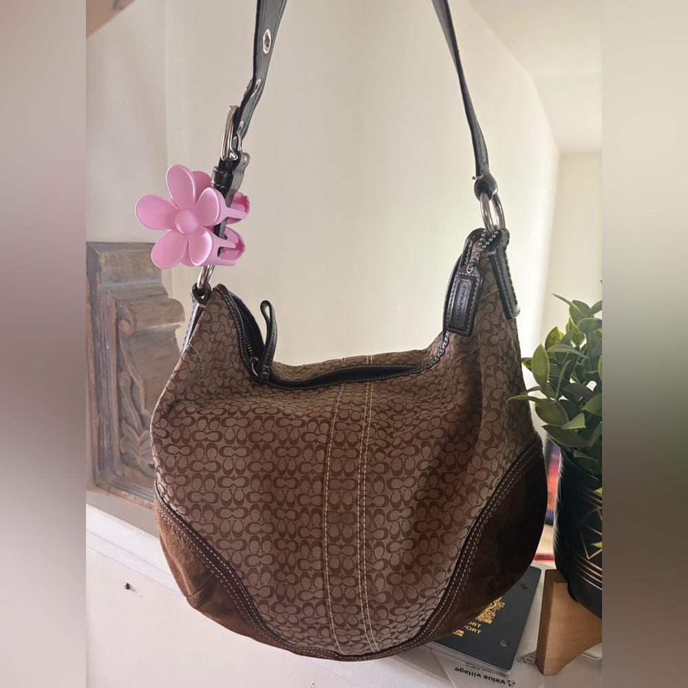 Coach Signature hobo  Brown and Tan Shoulder Bag
